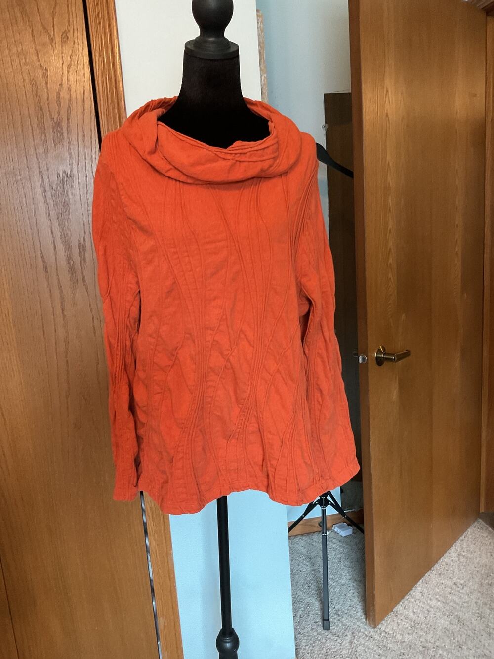 Habitat Clothes To Live In Rust Orange Cowl Neck Pintuck Top XL